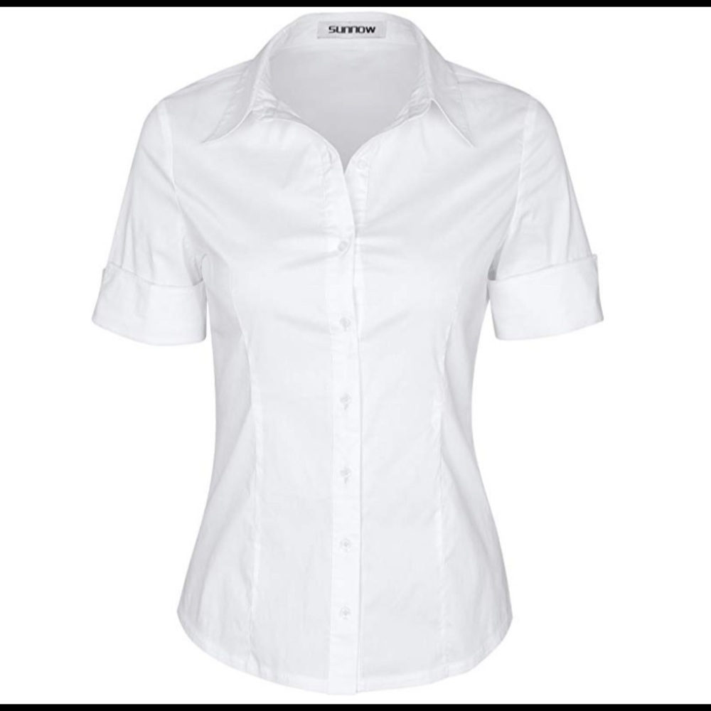 Women’s short sleeve button down tailored blouse